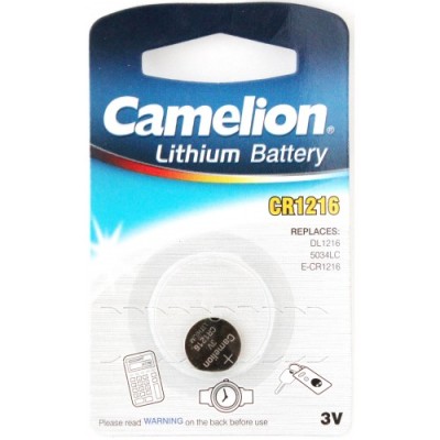 Батарейка Camelion CR1216 BL1 Lithium 3V (1/10/1800)