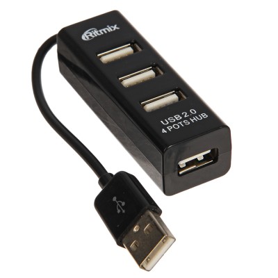 USB-HUB Ritmix CR-2402, черный, USB 2.0, 4 порта (1/120)
