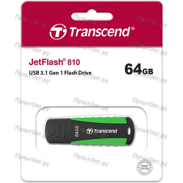 USB 3.0 128GB Transcend JetFlash 810 чёрный/зелёный