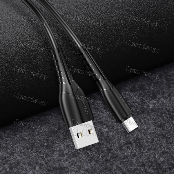 Кабель USB - микро USB Usams, US-SJ365 , U35, 1.0м, круглый, 2.0A, силикон, быстрая зарядка, цвет: ч