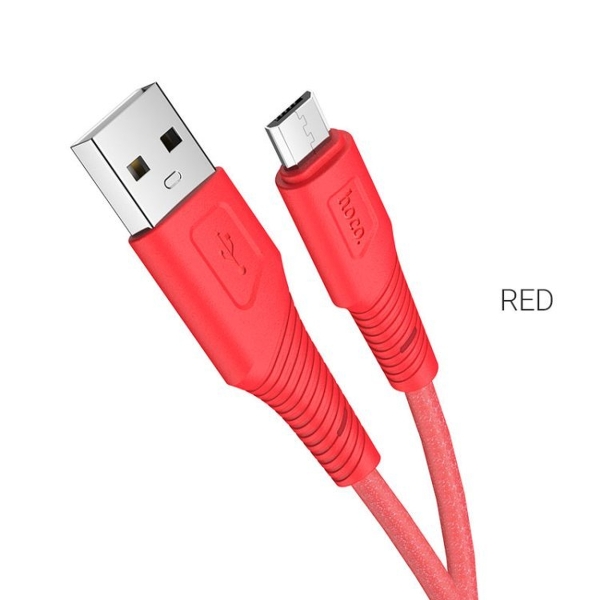 Кабель USB - микро USB Hoco X58 Airy, 1.0м, круглый, 2.4A, силикон, цвет: красный (1/22/220)
