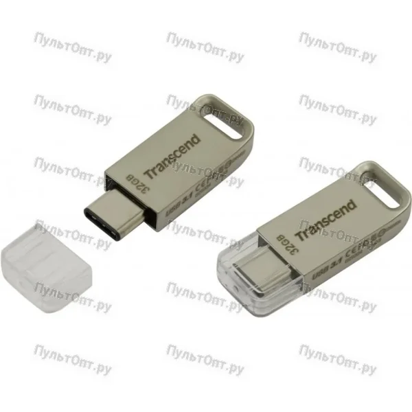 USB 3.1 32GB Transcend JetFlash 850S OTG водонепроницаемая серебро металл