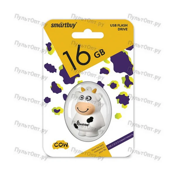 USB 16GB Smartbuy Wild series Корова белый