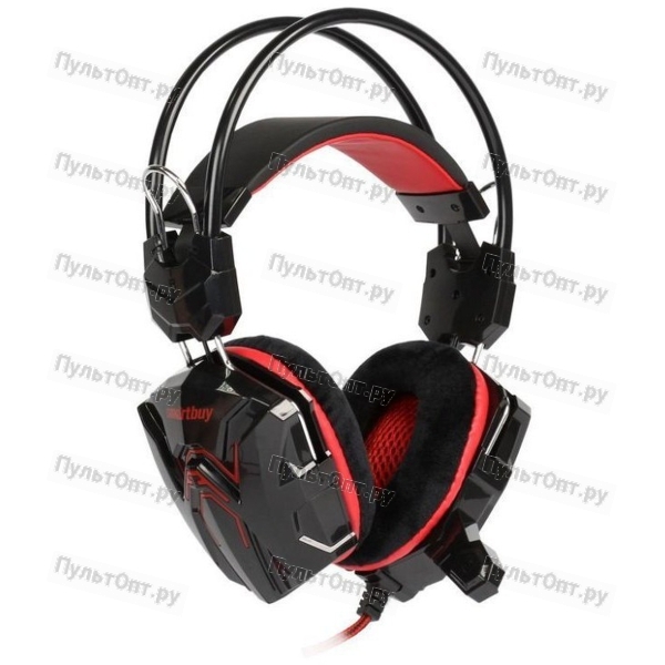 Гарнитура Smartbuy SBHG-1300 RUSH SNAKE, черная/красная, игровая, велюровые амбушюры, шнур 2,2 м.