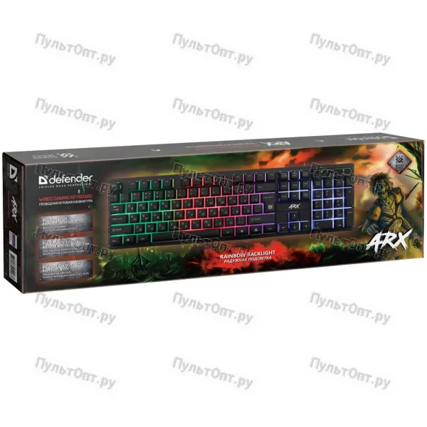 Клавиатура проводная Defender GK-196L Arx игровая USB 1.5м черный