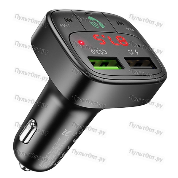 Модулятор FM Hoco E59 Promise QC3.0 car BT FM transmitter (черный)
