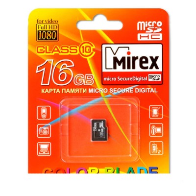 MicroSD 16GB Mirex Class 10 без адаптера