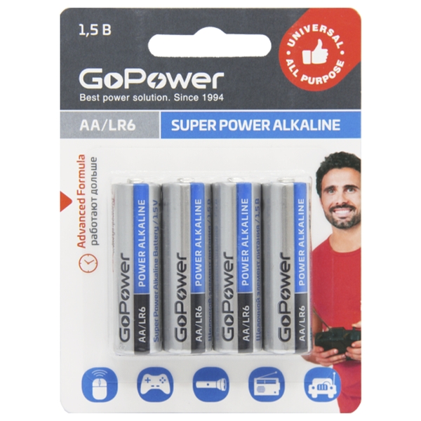 Эл. пит. AA alkaline BL04 GoPower (48)