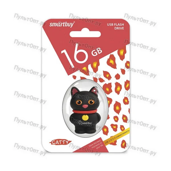USB 16GB Smartbuy Wild series Котёнок чёрный