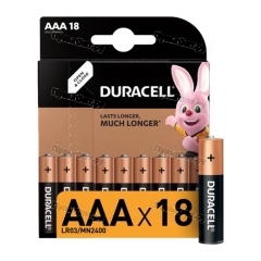 Батарейка Duracell Basic LR03 AAA BL18 Alkaline 1.5V (18/180/62640)