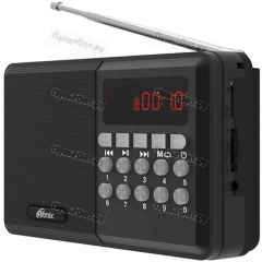 Радиоприёмник Ritmix RPR-001 BLACK, FM-,87,5-108МГц,цифр.тюнер,LED диспл,40ст.пам.,телеск.антен,мр3 