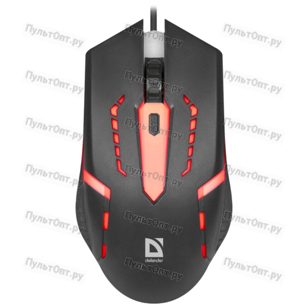 Мышь Defender Hit MB-601, USB, 7 цветов, 4 кнопки, 800-1200dpi, черный, игровая