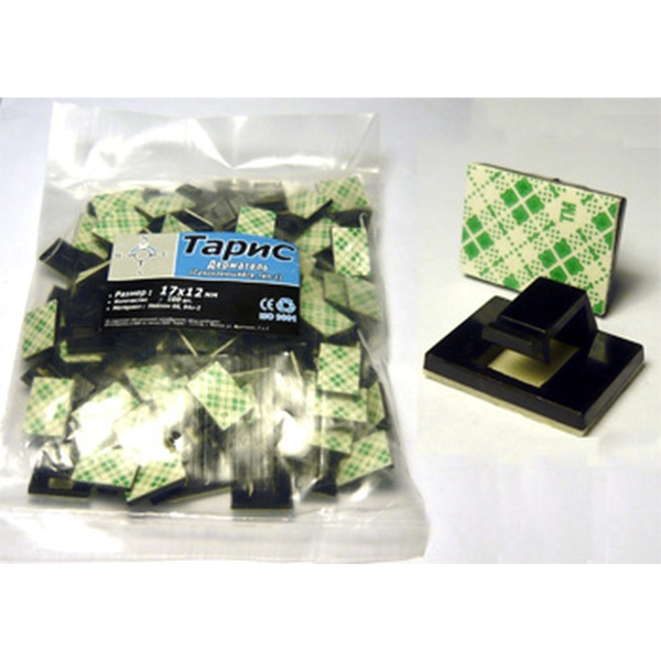 Держатель кабеля самоклеящийся тип 1, 17х12, черный (100 шт)