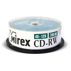 Диск Mirex CD-RW 700Мб 4X-12X Cake box 25 (25/300)