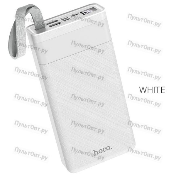 Аккумулятор внешний Hoco J73, 30000 mAh, 2A, светодиодный цифровой дисплей, цвет: белый