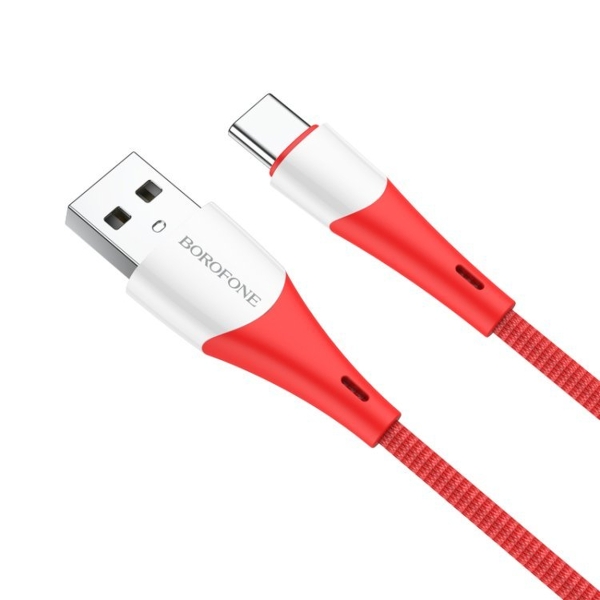 Кабель USB - Type-C Borofone BX60 Superior, 1.0м, круглый, 3,0А, нейлон, пластик, цвет: красный(1/36