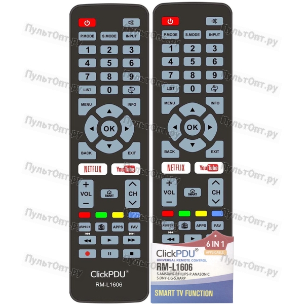 Универсальный пульт ClickPdu RM-L1606 (Samsung, LG, Sony, Panasonic, Philips, Sharp)
