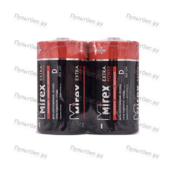 Эл. пит. Mirex R20 / D 1,5V 2 шт (2/12/96), shrink