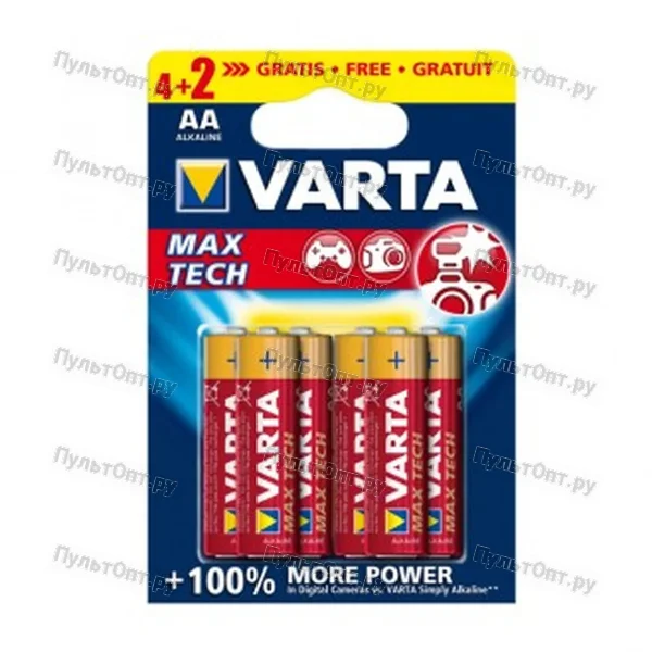 Эл. пит. AA alkaline BL04+02 Varta MAX TECH (4706) (60)