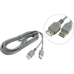 Кабель Smartbuy K-840 USB (m)-USB (f) 3.0м силикон серый (1/125)