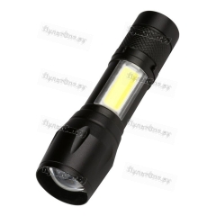 Светодиодный алюминиевый фонарь 3Вт LED+ 3 Вт COB (боковая подсветка), клипса, AA, карманный, черный