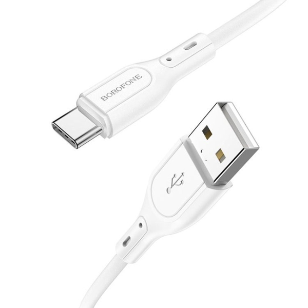 Кабель USB - Type-C Borofone BX66 Wide, 1.0м, круглый, 5,0А, силикон, PD, цвет: белый (1/360)