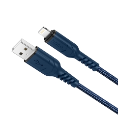 Кабель Hoco X59 USB (m)-Lightning (m) 1.0м 2.4A нейлон синий (1/30/300)