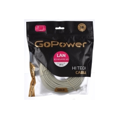 Патч-корд GoPower RJ-45 (m)-RJ-45 (m) 20.0м кат.5е ПВХ 26AWG CCA серый Premium Zip-Lock c подвесом