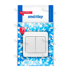 Выключатель Smartbuy "Марс" 2-клав.10A керамика белый