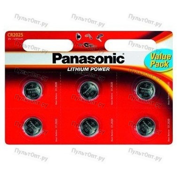 Эл. пит. CR2025 BL6 Panasonic Power Cells (120)
