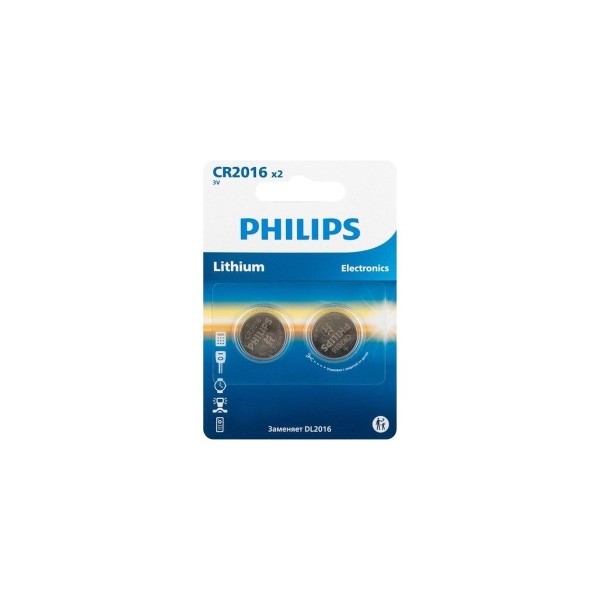 Элемент питания Philips CR2016P2/51 2BL (2/40/400/24000)