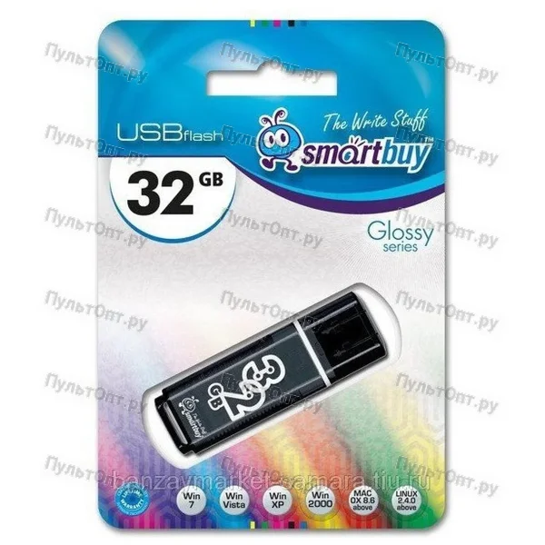 USB 32GB Smartbuy Glossy чёрный