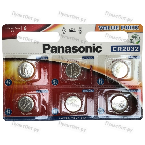Эл. пит. CR2032 BL6 Panasonic Power Cells (120)