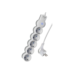 Удлинитель Космос 5р.С/З 10A 5.0м с выкл. ПВС 3х0.75мм? IP20 белый (1/25)