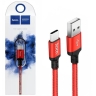Кабель USB - Type-C Hoco X14 Times speed, 1 м, круглый, 3A, ткань (красный)
