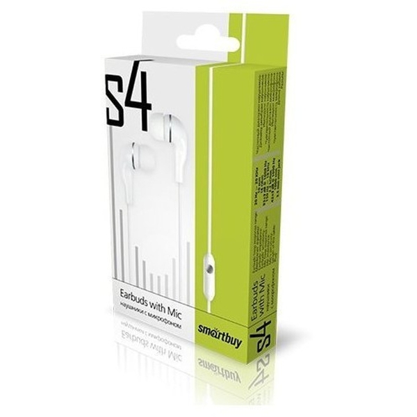 Гарнитура Smartbuy S4, белая, внутриканальная, коробка(1/60)
