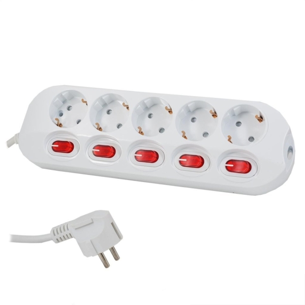 Удлинитель Старт S 5р.С/З 16A с выкл. IP20 1.5м белый (1/20)