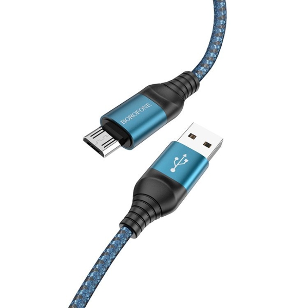 Кабель USB - micro USB Borofone BX56, 1.0м, 2,4А,нейлон, цвет: синий