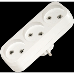 Разветвитель 3 гнезда без заземления плоский 10А 250B (SBE-10-A02-3)