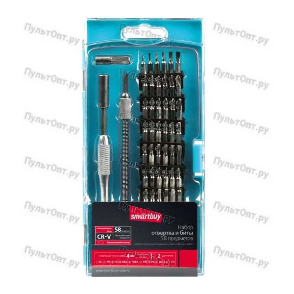 Отвертка Smartbuy ONE Tools с набором насадок 58 предметов CR-V