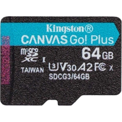 MicroSD 64GB Kingston Class 10 Canvas Go Plus UHS-I U3 V30 A2 (170/70 Mb/s) без адаптера