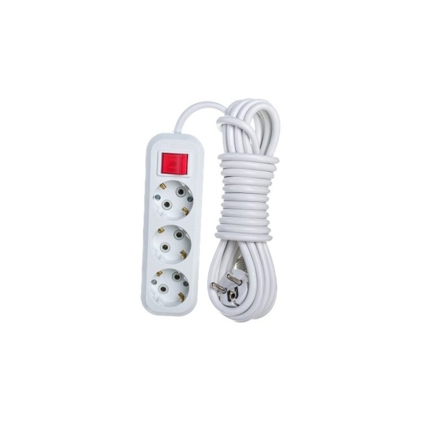 Удлинитель Makel 3р.С/З 5.0м с выкл. белый MGP214