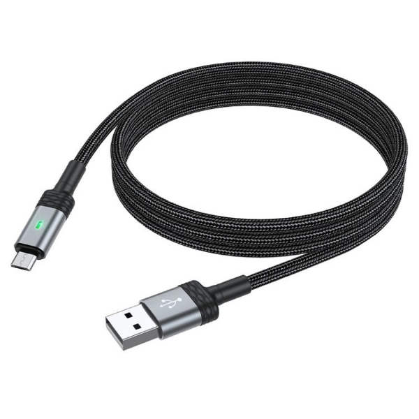 Кабель USB - микро USB Borofone BU30 Lynk, 1.2м, круглый, 2.4A, нейлон, цвет: чёрный (1/33/330)