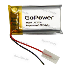 Аккумулятор Li-Pol GoPower LP601730 PK1 3.7V 250mAh с/з (1/10/250)