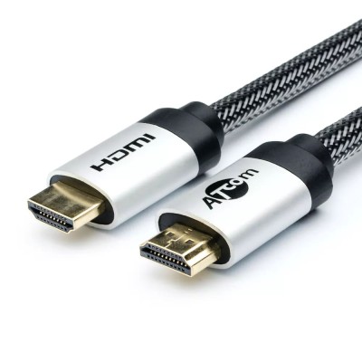 Кабель Atcom HIGH speed HDMI (m)-HDMI (m) 1.0м нейлон ver.2.0 черный серебряный в пакете (1/10/100)