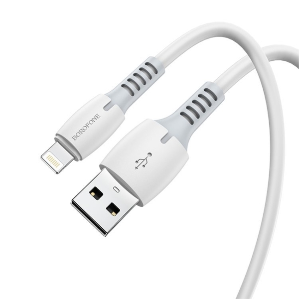 Кабель USB - 8 pin Borofone BX62 Bonus, 1.0м, круглый, 2.4A, пластик, цвет: белый (1/360)