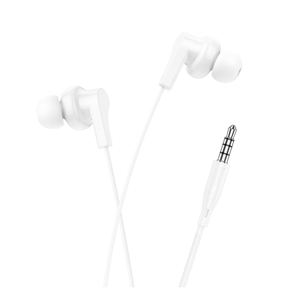 Наушники внутриканальные Hoco M114 Jia, кнопка ответа, микрофон, 3.5mm, цвет: белый (1/31/310)