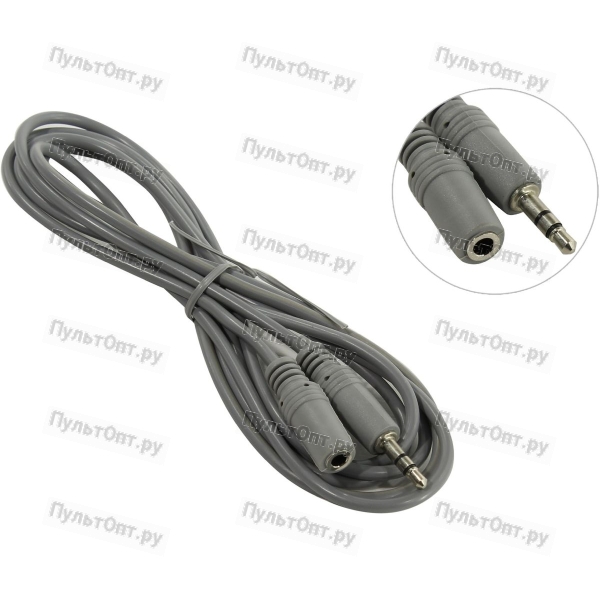 Кабель AUX Smartbuy KA-321 Jack 3.5mm (m)-Jack 3.5mm (f) 1.8м силикон серый (1/350)