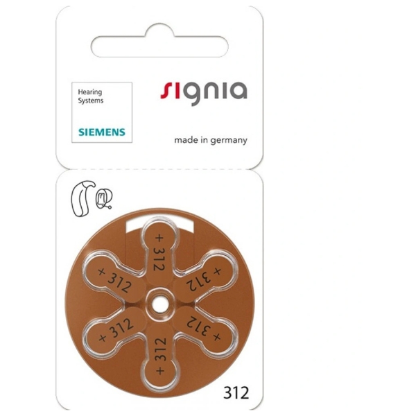 Эл. пит. ZA312 Zinc Air BL6 Siemens Signia (60)