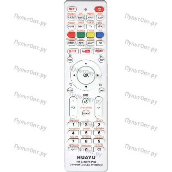 Универсальный пульт Huayu для RM-L1130+X Plus белый (для TV)